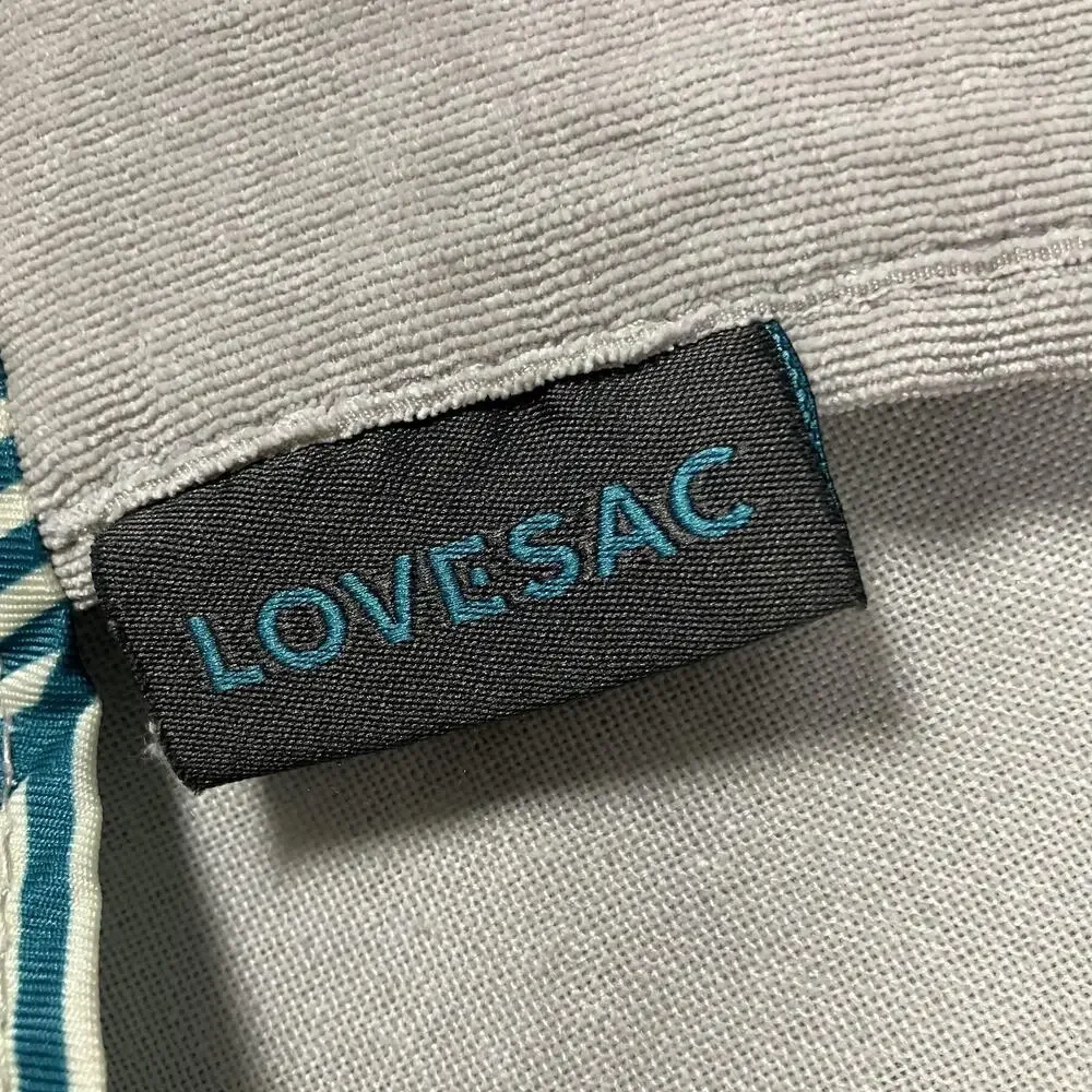 Lovesac Pillow Cover Geometric Pattern Gray Blue Large‎ 33x27 Replacement Velour